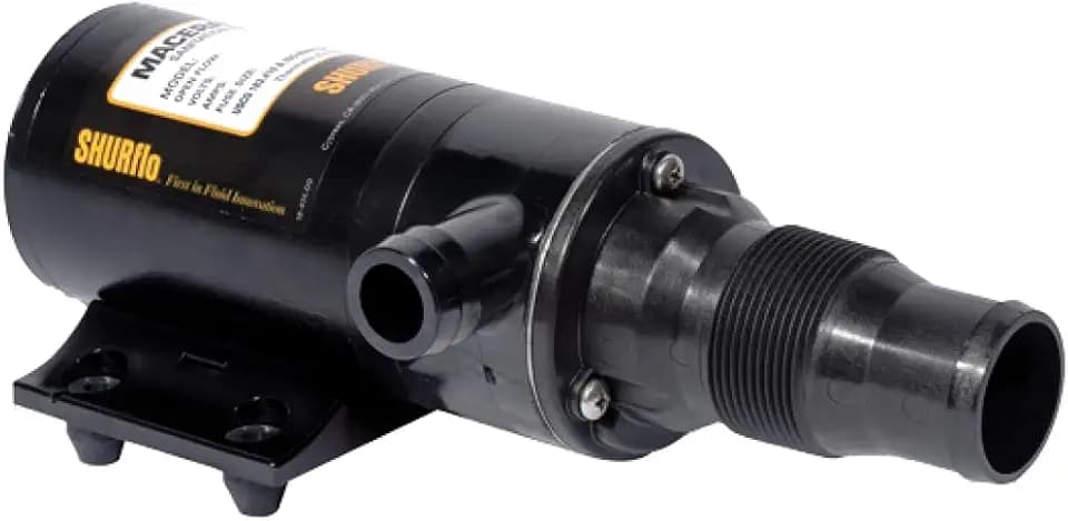 PENTAIR SHURFLO 3200-201 RV Macerator Pump, 12V Waste Evacuation Pump, 10 GPM High Flow Black Water Transfer Pump, Self Priming Dual Blade Grinder, Run Dry Capability, Ignition & Thermal Protected