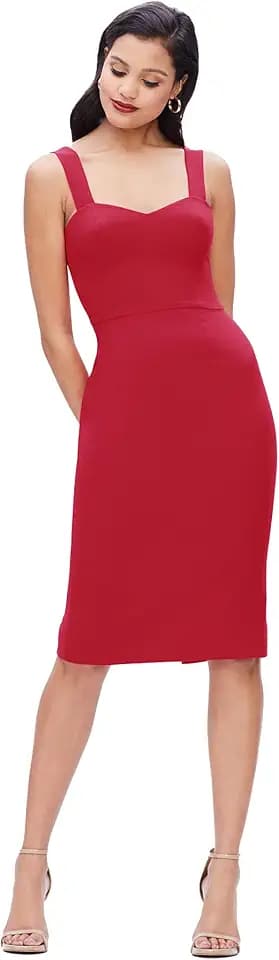 Dress The Population Women's Nicole Sweetheart Neck Bodycon Midi Dress
