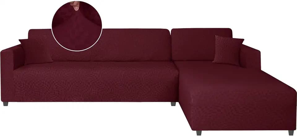 Ystyle Sofabezug L Form Stretch Links/Rechts, 3+4 Sitzer, Burgunderrot