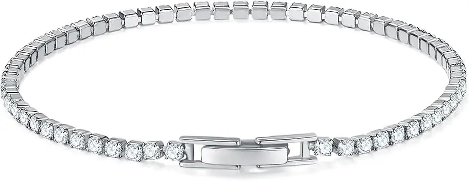 MINDDHA Tennis Bracelet | 2mm 14K Gold/White Gold Plated Cubic Zirconia Silver, Gold Bracelets for Women | Elegant CZ Tennis Bracelet for Women, Thin, Dainty, & Classic, Size 5.5-8 Inch