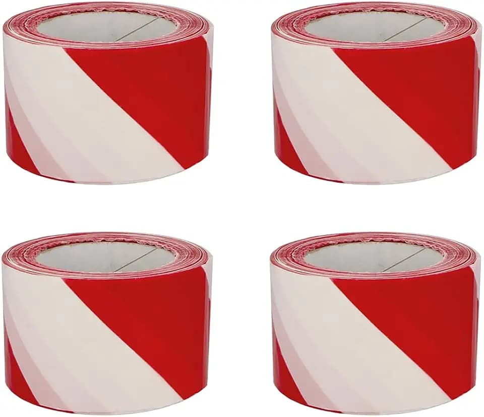 Amig - 4er-Pack Absperrband - Rot-Weiß aus LDPE - 200 m x 70 mm - Zur Gefahrenkennzeichnung und Warnmarkierung - Wasserfest und flexibel