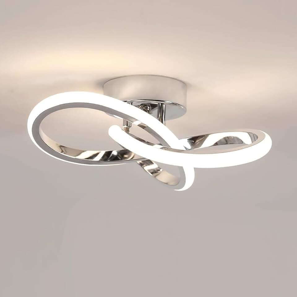 DELIPOP LED Deckenlampe, 22W 2500LM Moderne Deckenleuchte Silber aus Aluminium, Blumenform Deckenbeleuchtung für Schlafzimmer Wohnzimmer Esszimmer Flur, Neutrales Licht 4500K