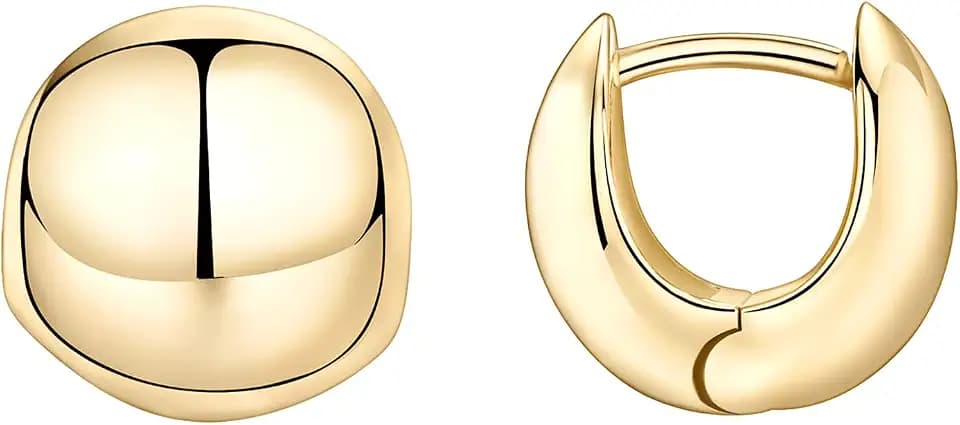 PAVOI 14K Gold Plated Chunky Huggie Earrings for Women, Small Hoop Earrings