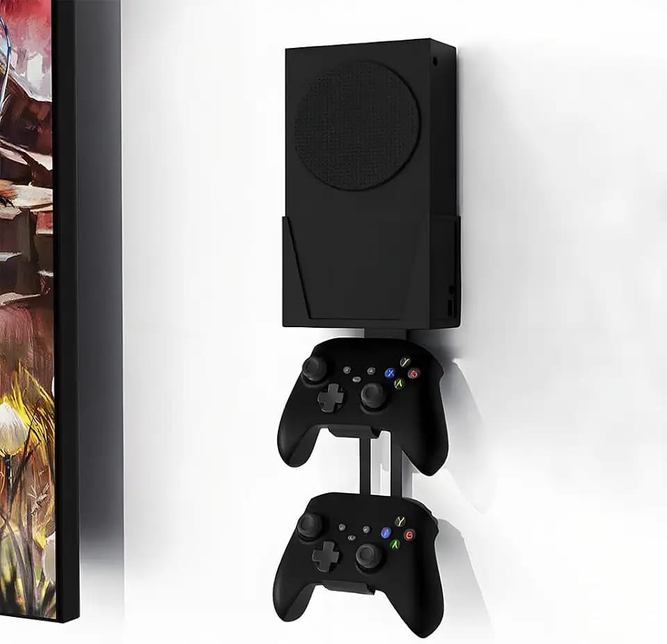 Wall Mount für Xbox Series S - Alle Metal -Vertikalen hängen in der Nähe oder hinter TV Links/rechts, Wandmontage Kit mit abnehmbarem Controllerhalter, Schwarz