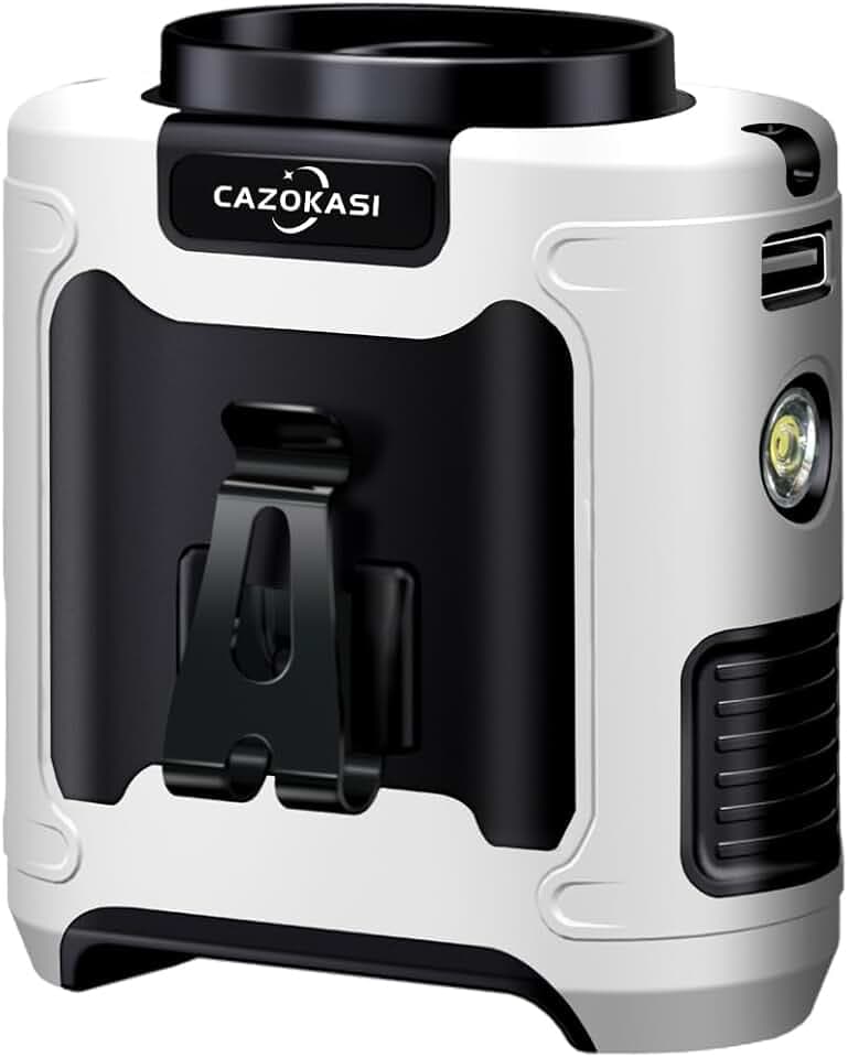 CAZOKASI 2024 Upgrade 10000mAh Taillenclip-Ventilator Tragbarer Körperventilator Leistungsstarker bis zu 40H Kühlung und Hitzschlagvorbeugung Ventilator (Grau und Orange) (10000mAh / Weiß und Schwarz)
