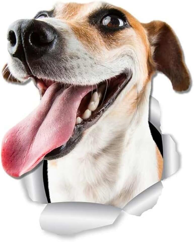 Jack Russell Terrier Aufkleber, 3D Zerrissener Effekt, Wasserfester Hund Reflektierender Autoaufkleber, Dekorative Sticker für Auto, Laptop, Kühlschrank, Stoßstange, Fenster (18cm/7.1 Inch)
