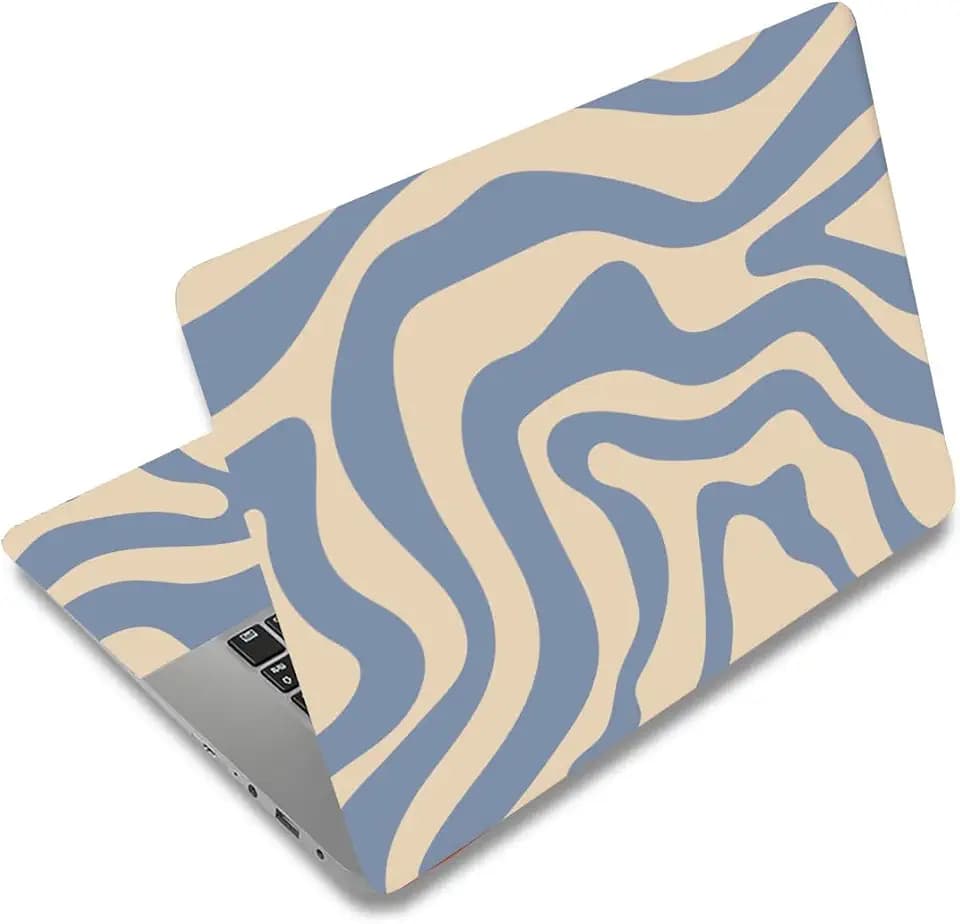 SUPERDANT Laptop Skin Sticker Blue Ripple Laptop Decals Personalized