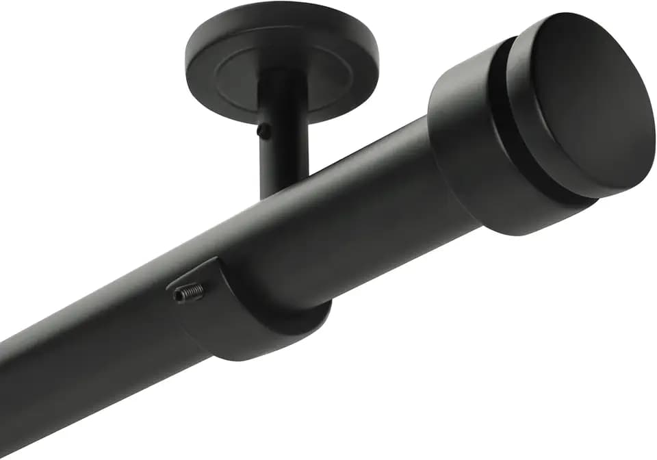Ceiling Curtain Rod 48-84, Matte Black, 1 inch, Heavy Duty Curtain Rods