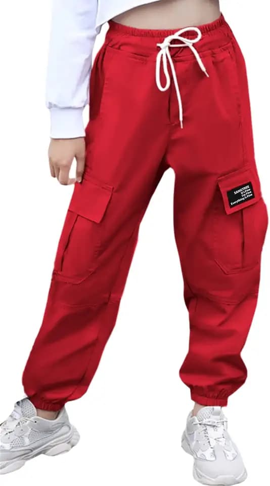 SANGTREE Girls & Womens Drawstring Cargo Jogger Pants,3 Years - Women 3XL