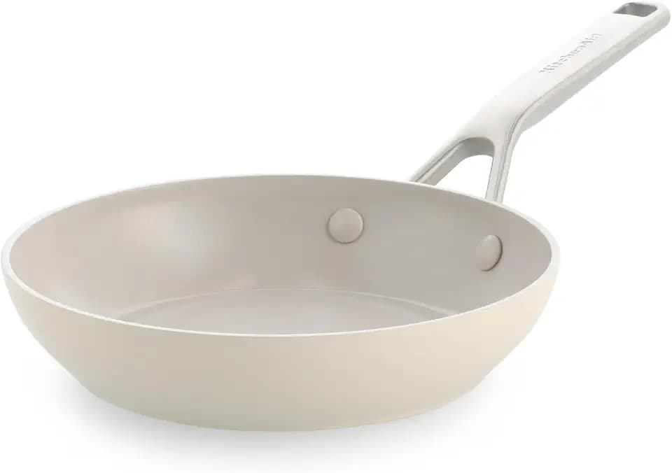 KitchenAid Advanced Forged Aluminium Bratpfanne 20 cm, Keramische Antihaftbeschichtung ohne PFAS, Geschmiedetes Aluminium, Induktion, Ofenfest bis 220°C, Spülmaschinengeeignet, Crème