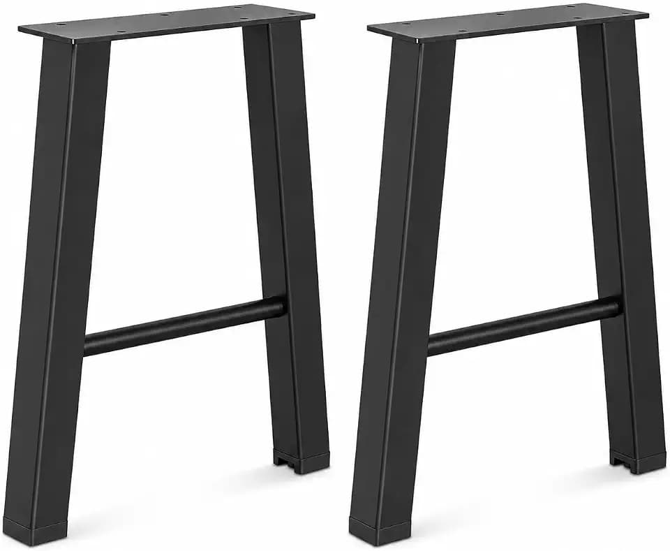 Möbelbeine aus Stahl, Set mit 2 Tischbeinen, Quadratische Metall Tischbeine mit verstellbaren Füßen, Schwerlast Tischbeine für DIY Möbel, Schreibtisch, Esstisch, Couchtisch -70 cm Schwarz