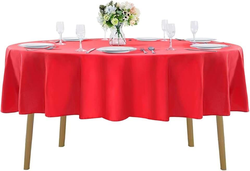 Cupuamon 70 inch Round Tablecloth Washable Polyester Table Cloth Decorative Table Cover for Wedding Party Dining Banquet(70 inch,Red)