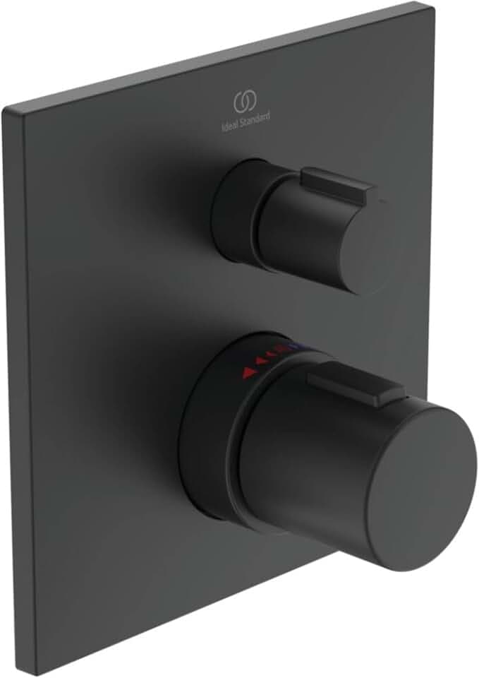 Ideal Standard A6956XG Ceratherm C100 Wannenthermostat Badethermostat Unterputz, Wannenarmatur mit Temperatursperre bei 40° C, Thermostat für die Badewanne, Schwarz (Silk Black)
