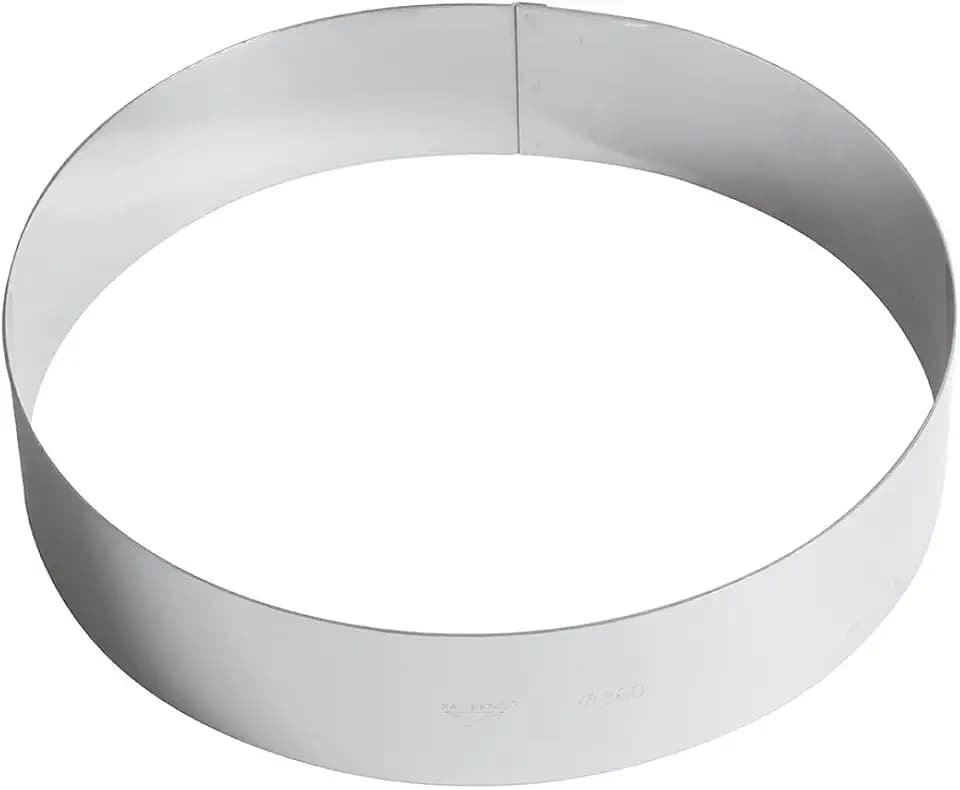 Paderno 47534 Tortenring, Tortenform, für Backen, Gebäck, Moussekuchen, aus Edelstahl, Spülmaschinenfest, Diametro 26 cm, Grau