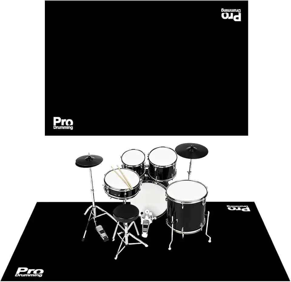 Drum Rug Mat with Non-Slip Grip Bottom, 4x6ft Drum Carpet Noise Reduction, Floor Protection for Electric Drum and Jazz Drum Set Splash Stands, Gift for Drummers, Music Drum Accessorie, 48x72in, Black