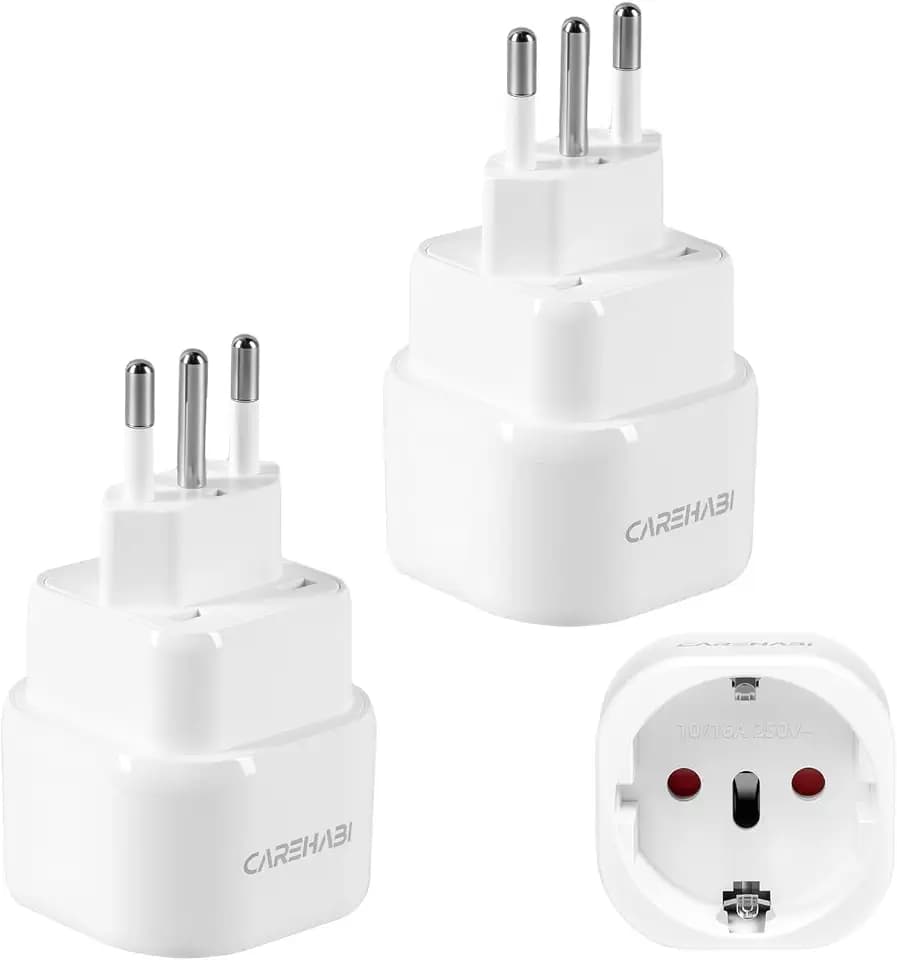 2er-Pack Reiseadapter Italien – Adapterstecker Typ L, Europa-Stecker auf IT-Steckdose, Adapter für Uruguay, Chile, Äthiopien, Italien, Libyen, Syrien, Tunesien