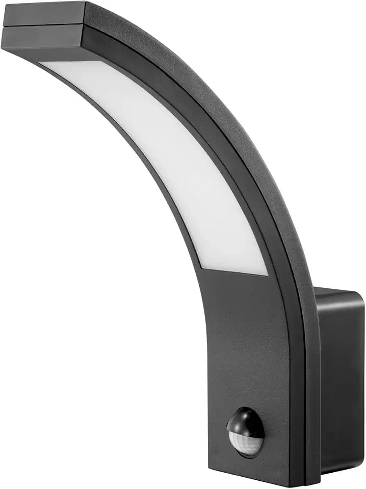 EL-HOME LED Fassadenleuchte ML-20B7 mit Bewegungssensor 140° PIR, 15W, 1000lm, Dämmerungssensor, IP54 – für den Außenbereich, Wandleuchte, Garten Lampe, Lampenhalter, Aussenleuchte - Schwarz