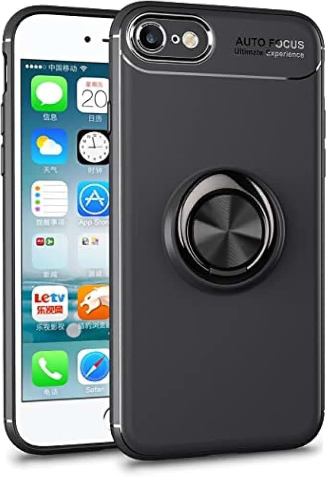 Hülle für iPhone 6,Weiche kratzfestem stoßfeste TPU-Schutzhülle mit Metallringständer [unterstützt magnetische Autohalterung] fürIphone 6, Schwarz/Blau