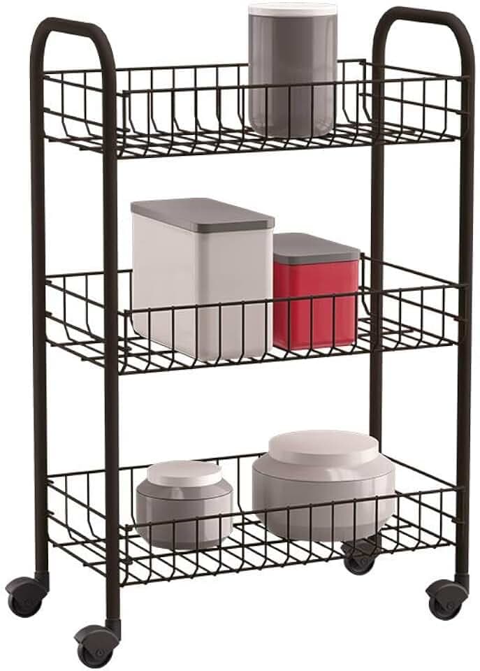 METALTEX Siena Kitchen Trolley, Epoxy Coated Steel, Black, 41 x 23 x 63 cm