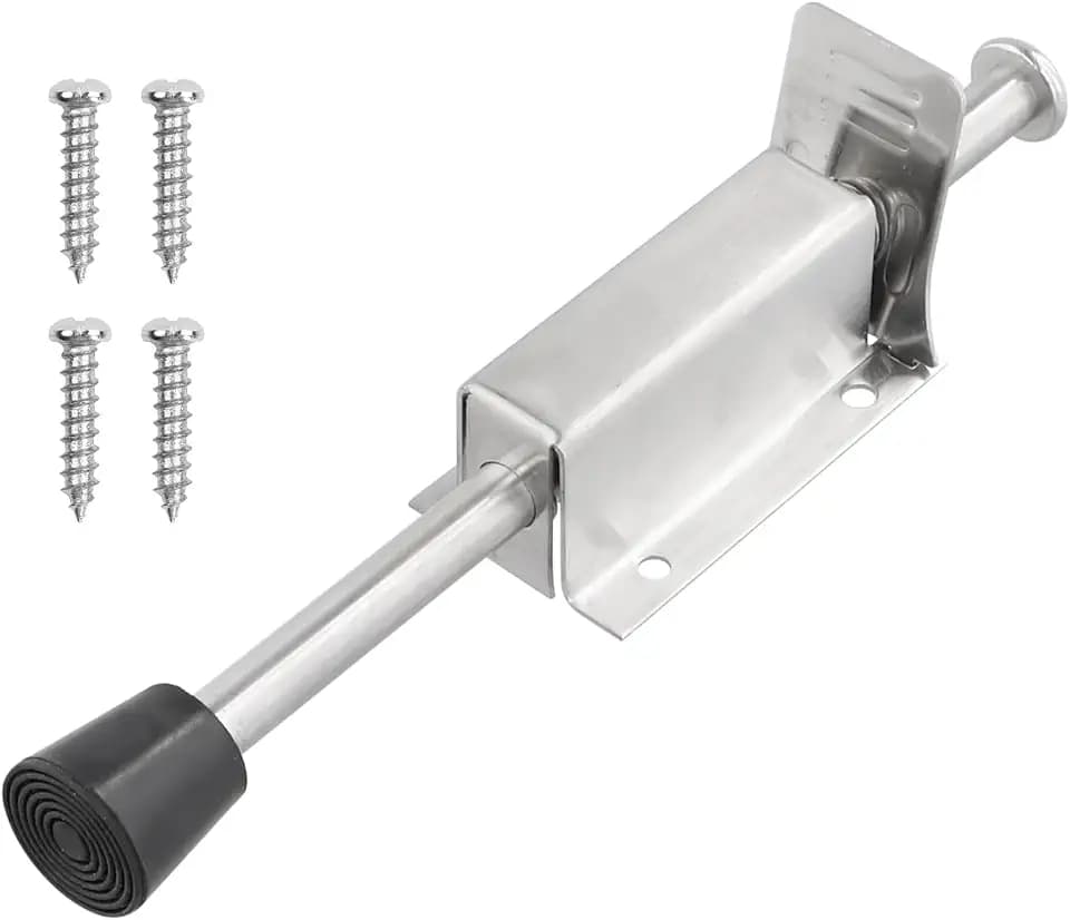Türstopper Türfeststeller Türhalter mit Fußbedienung Edelstahl Türanschlag Stopper mit Gummipuffer Schrauben Türhalter Metall Door Stopper für Innen und Außen Tür Balkontür, 200mm