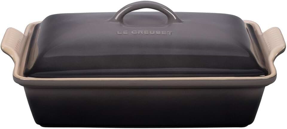 Le Creuset Stoneware Covered Rectangular Casserole, 12" x 9", Oyster
