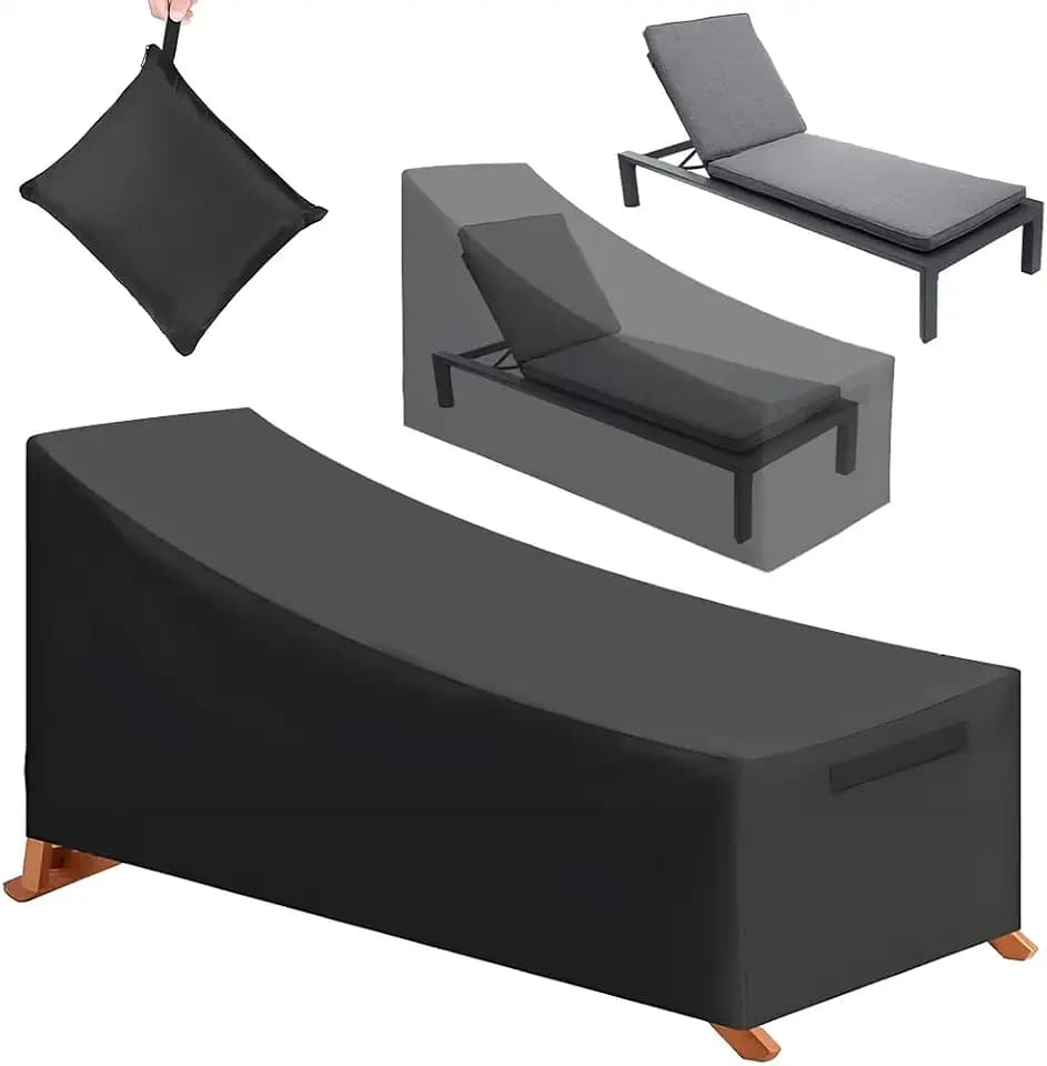 Gartenliege Abdeckung, 420D Oxford Sonnenliege Abdeckung, 210 x 75 x 80 cm, Wasserdicht, Winddicht UV-Beständiges, Reißfest, Schutzhülle für Sonnenliege Liegestuhl Deckchair