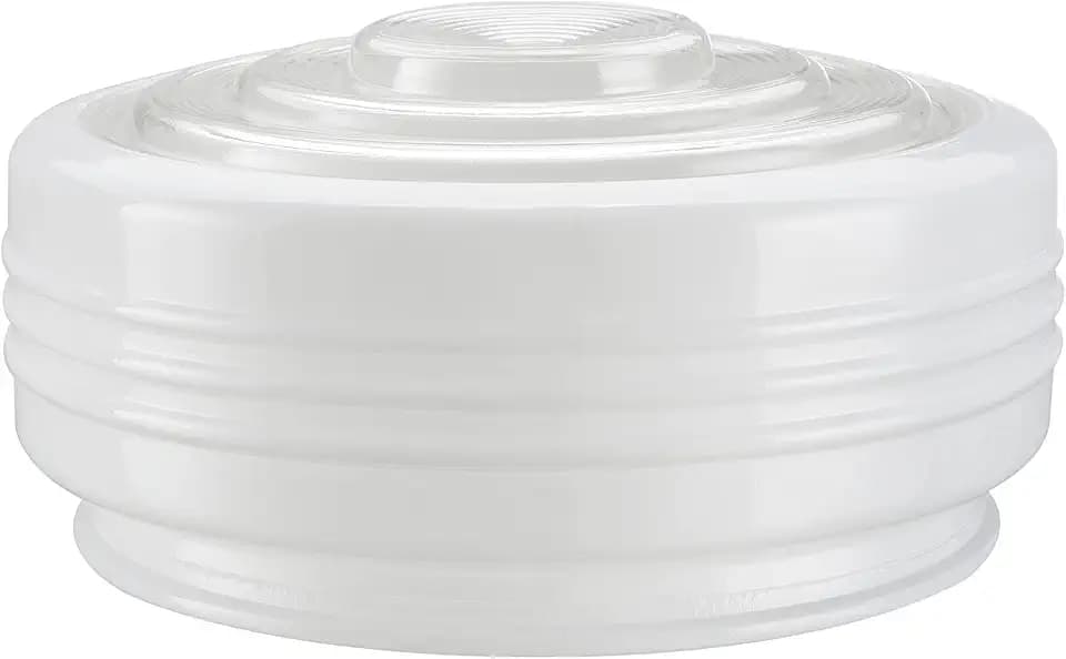 Aspen Creative 25014-60-1, White and Clear Glass Drum Shade for Hallways, Closets, Kitchen and Bathroom, Size: 8-1/2" D x 4" H