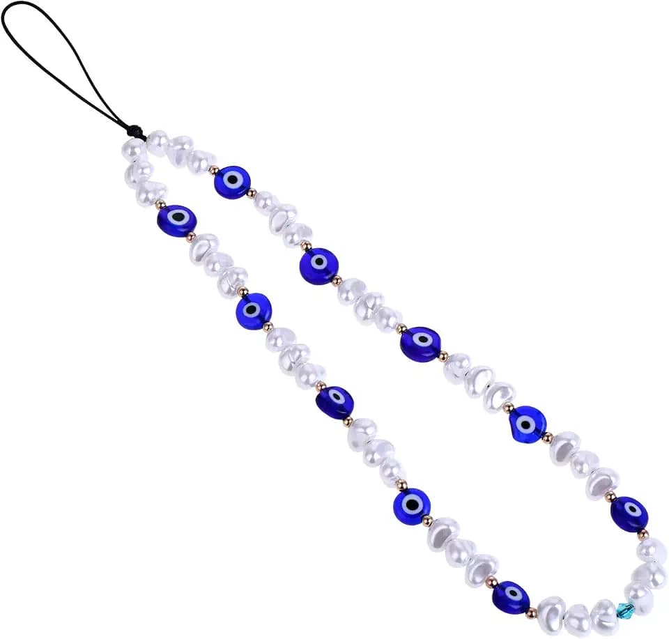 TIESOME Evil Eye Beaded Phone Charm, Handmade Phone Chain Strap Keychain for Men Women Girls (Set A)