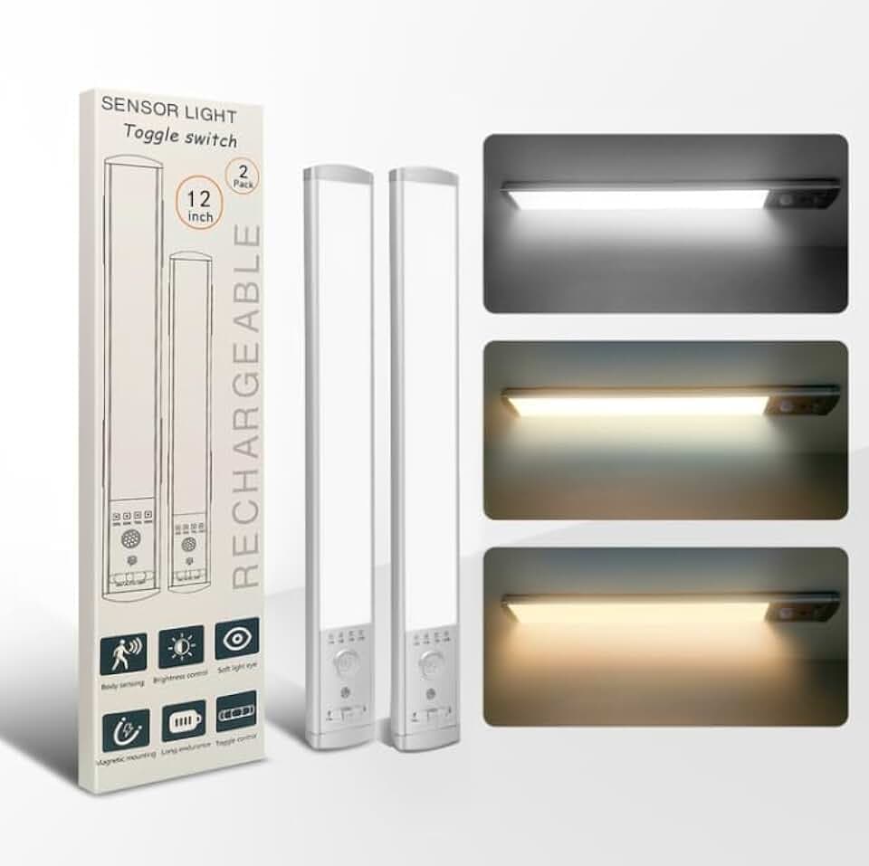 12 Inch Under Cabinet Lighting, 3 Color Motion Sensor Light 2 Pack