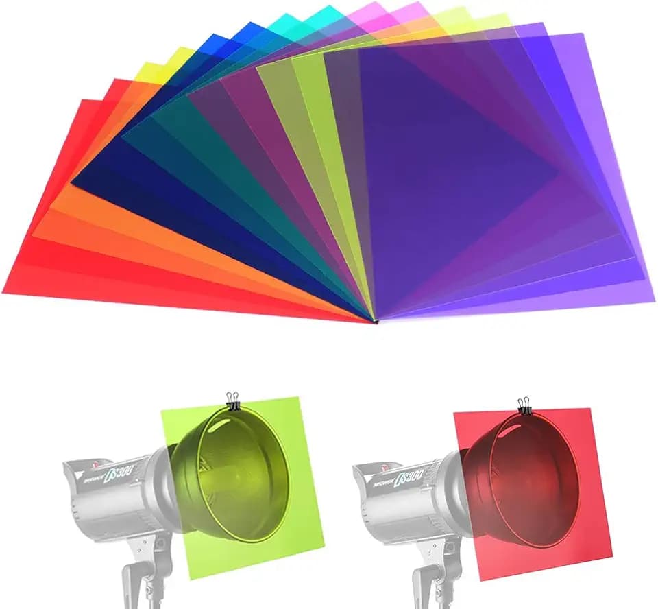 14 Pack Color Correction Light Gel Filter Sheet Colored Overlays Transparency Film Plastic Sheets for Halloween Led Light, or Outdoor Landscape, 11.7 by 8.3 Inches, 7 Colors