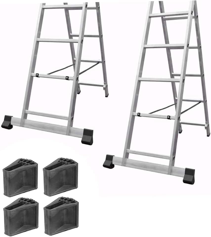 OSALADI Ladder Feet Pads 4-Pack Non-Slip Rubber Ladder Foot Covers 3.54X2.48X2.48 Inches Protective Anti-Skid Pads for Folding Ladders Floor Protection and Stability