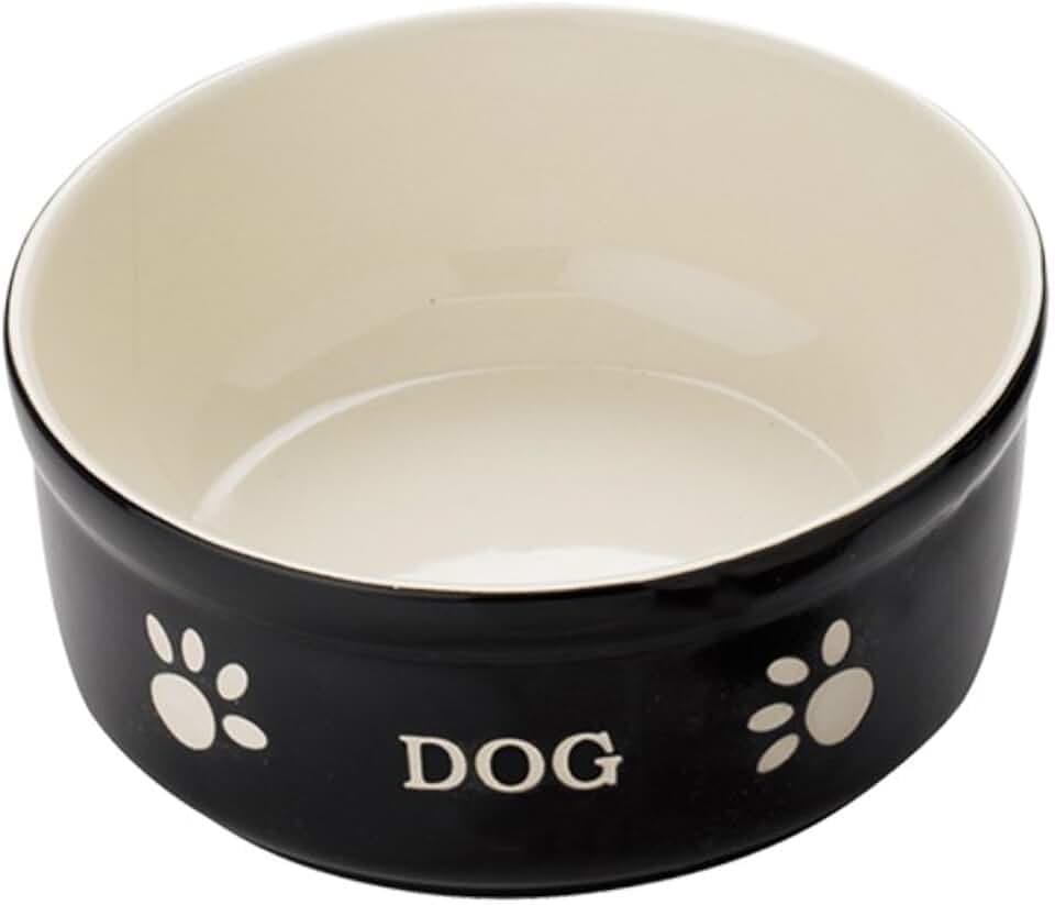 Nobby Hunde Keramiknapf Dog, schwarz/beige 15,5 X 15,5 X 6,5 cm, 1 Stück