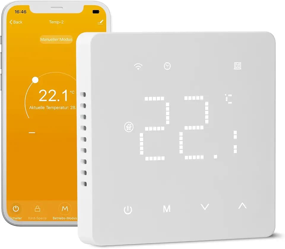 Beok Thermostat Fussbodenheizung Wasser, Raumthermostat Fußbodenheizung WiFi Digital, Tägliche Programmierung WLAN Thermostate Heizung Smart Kompatibel Tuya Alexa Google Assistant, 230V 3A Weiß