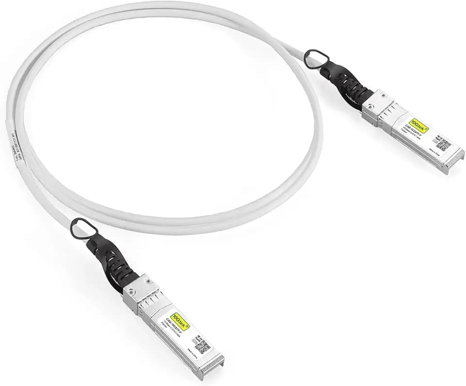 10Gtek [White Colored 10G SFP+ DAC Cable - Twinax SFP Cable for Cisco SFP-H10GB-CU0.5M, Ubiquiti UniFi, D-Link, Supermicro, Netgear, Mikrotik, Fortinet, 0.5-Meter(1.6ft)