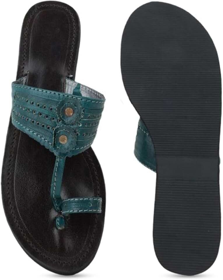 Women’s Kolhapuri Leather Flat Sandals with Toe Ring | Handcrafted Ethnic Slip-On Flats | Comfortable Casual & Festive Footwear