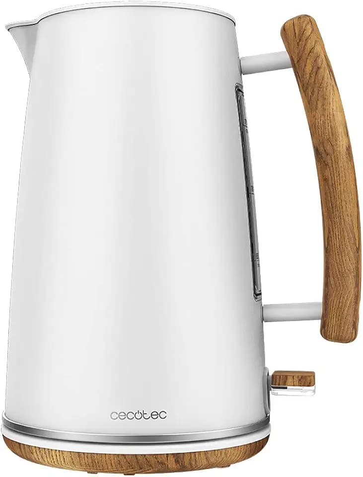 Cecotec Wasserkocher Thermosense 400 White Woody. 1,7 Liter Fassungsvermögen und 3000 W.
