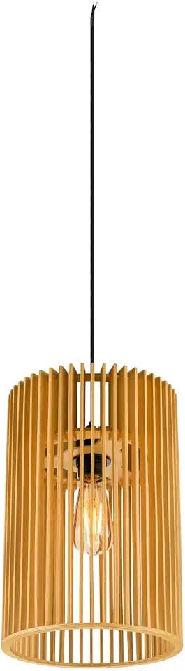 SLV WUD ZYLINDER | Hängelampe aus Holz, Deckenlampe Rund, Esszimmerleuchte, Boho Deckenleuchte, Schlafzimmerlampe, Deckenlampe hell und dimmerbar mit dimmbarem Leuchtmittel, Deckenlampe Boho, E27