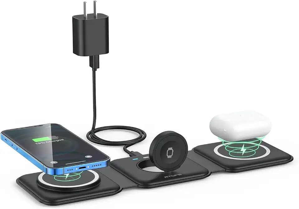 3 in 1 Wireless Charging Station for Apple,Foldable Magnetic Travel Charger