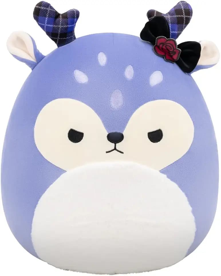 Squishmallows Original 14in Binoche The Purple Fawn with Plaid Antlers and Bow – Official Jazwares Plush (Large)