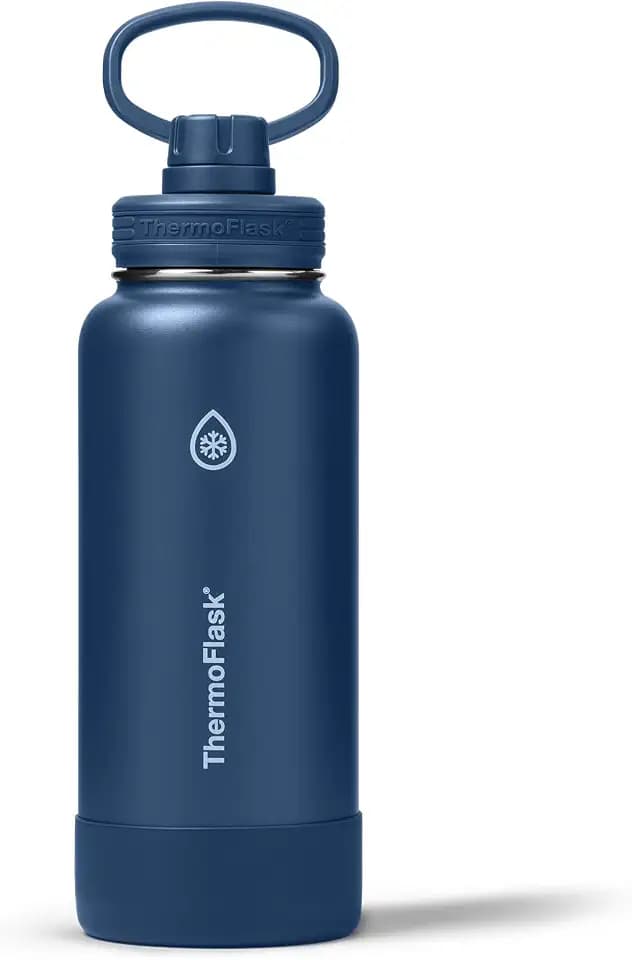 ThermoFlask Insulated Water Bottle with Spout Lid (32 oz, Navy) - Leakproof, Stainless Steel Water Bottle for Cold & Hot Drinks, Travel & Daily Hydration