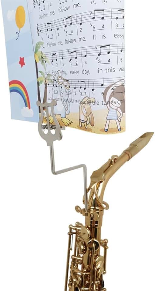 Saxophon Notenständer Lyra Kleiner Notenständer für Trompete, Klarinette, Lyre/Marschgabel/Kornett/Flügelhorn/Klemmglocke Soundman für Bb-Klarinetten Notenständer Silber