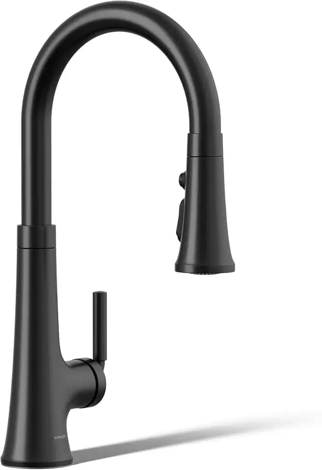 Kohler 23764-BL Tone Pull Down Kitchen Faucet, Kitchen Sink Faucets with Pull Down Sprayer, Matte Black