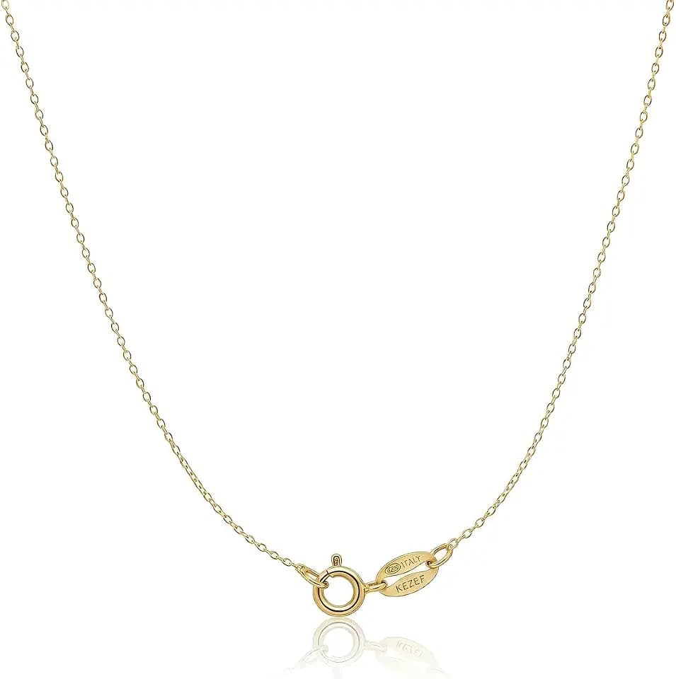 KEZEF Thin 1mm Cable Chain Necklace for Women, Silver or Gold, 15-36 Inch