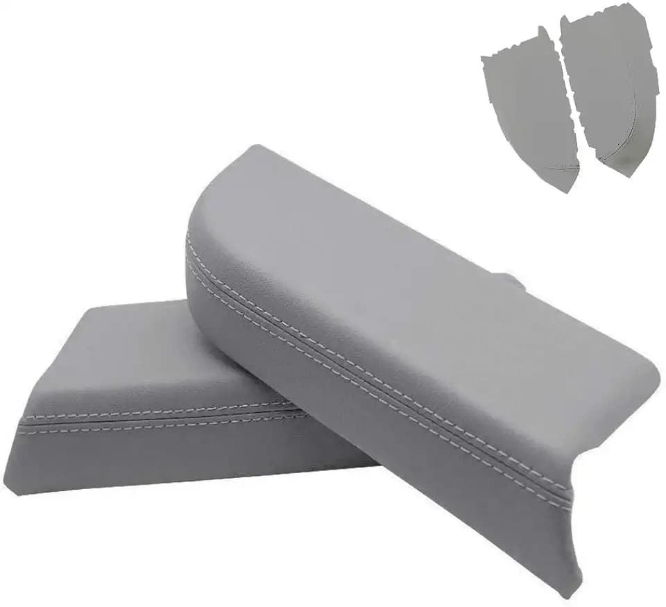 DSkoiph Armrest Synthethic Leather Cover Fit for Honda Pilot 09-13 (Gray, Front Door Panel Armrest Cover)