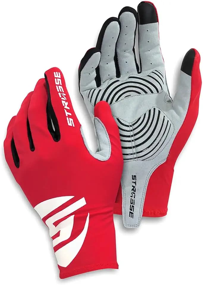ＳＴＲＡＳＳＥ Sim Racing Gloves – Silicone Grip Driving Gloves for Steering Wheel, Breathable Touchscreen Racing Gloves with SBR Padded Palm (RED, Large)