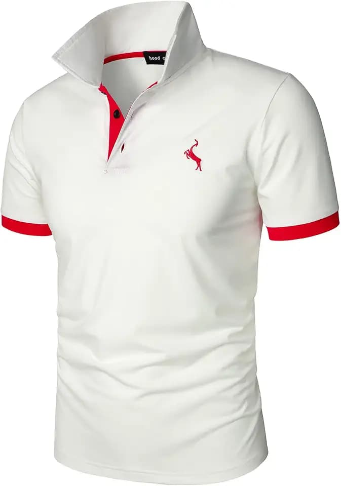 HOOD CREW Klassisches Poloshirt für Herren, kurze Ärmel, schmale Passform, leicht, lässige Oberteile