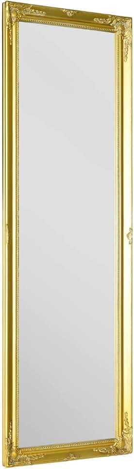 MirrorOutlet Wandspiegel in voller Länge, Shabby-Chic-Stil, hoch, goldfarben, 122 x 41 cm