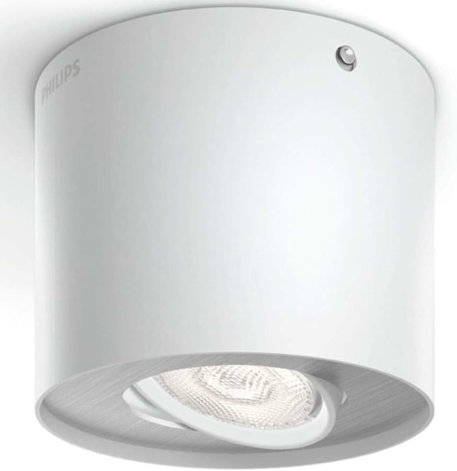 Philips Phase Decken-/Wandleuchte mit 1 Spot, dimmbar, 6,5 W, 2700 K, warmweißes Licht, weiß, IP20, flimmerfrei, blendfrei