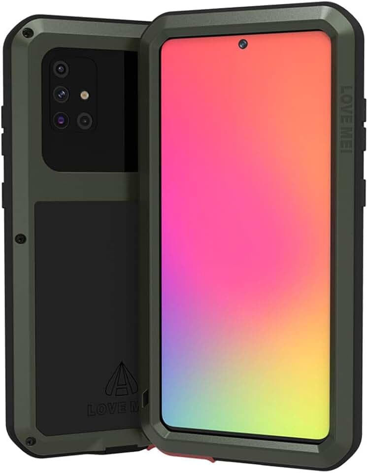 Love MEI Samsung Galaxy A71 Hülle, Outdoor Sports Heavy Duty Rüstung Tank Stoßfest Staubdicht Case Hybride Aluminium Metall + Silikon Cover with Gehärtetes Glas für Samsung Galaxy A71 4G (Grün)