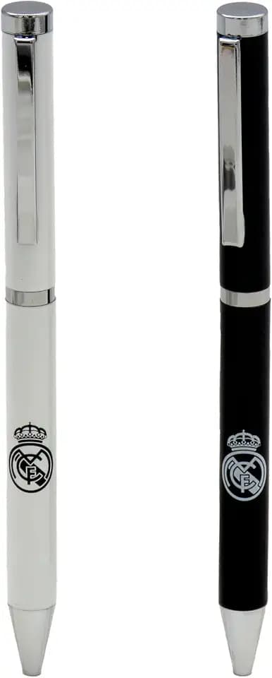 CyP Brands Real Madrid, Set mit zwei Kugelschreibern, Etui, Schreiben, Geschenkbox, Weiß, Offizielles Produkt